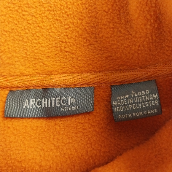 Architect Men's Size LRG Orange Quarter Zip High Neck Fleece Pullover Sweatshirt - Picture 2 of 7